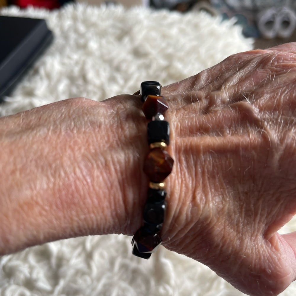 Sterling silver brass and Tigers Eye bracelet